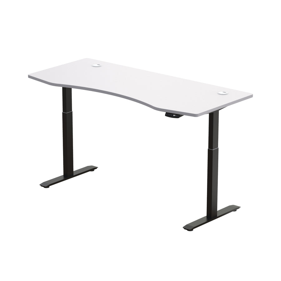 Hi5 Ez Electric Height Adjustable Standing Desk with ergonomic contoured Tabletop (71"x 31.5" / 180 x 80cm) and dual motor lift system for Home Office Workstation