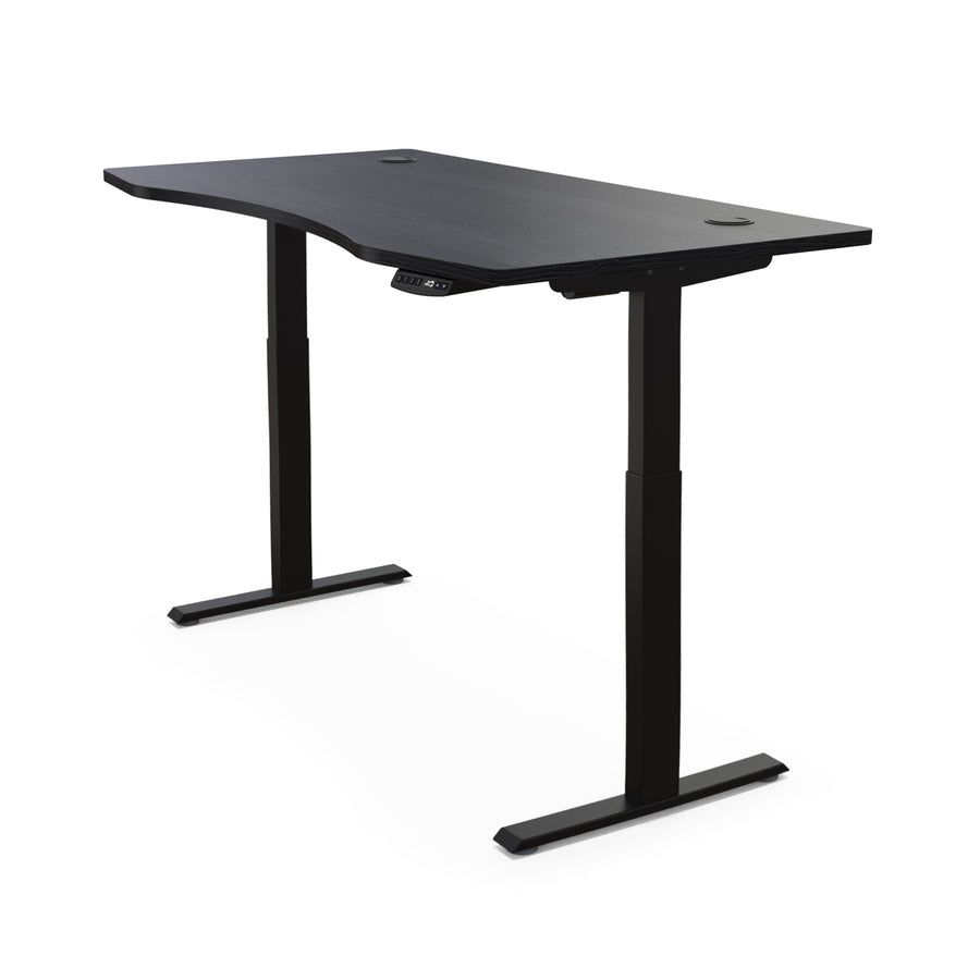 Hi5 Ez Electric Height Adjustable Standing Desk with ergonomic contoured Tabletop (59"x 31.5") and dual motor lift system for Home Office Workstation
