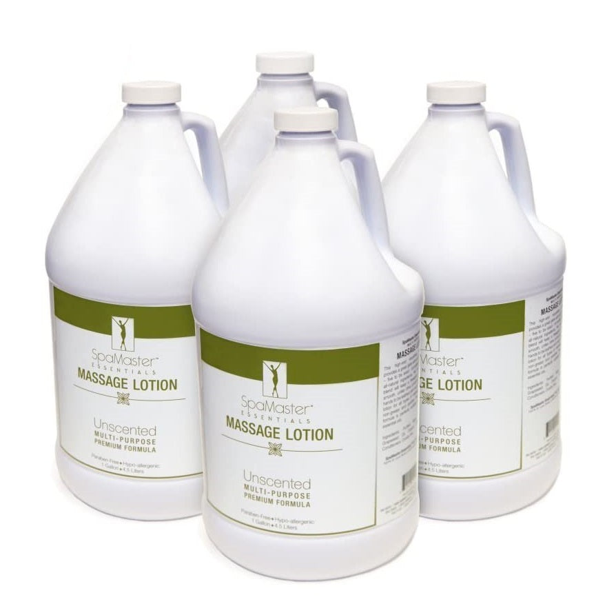 Master Massage - Organic, Unscented, Vitamin-Rich and Water-Soluble Massage Lotion - 4 Gallon Pack