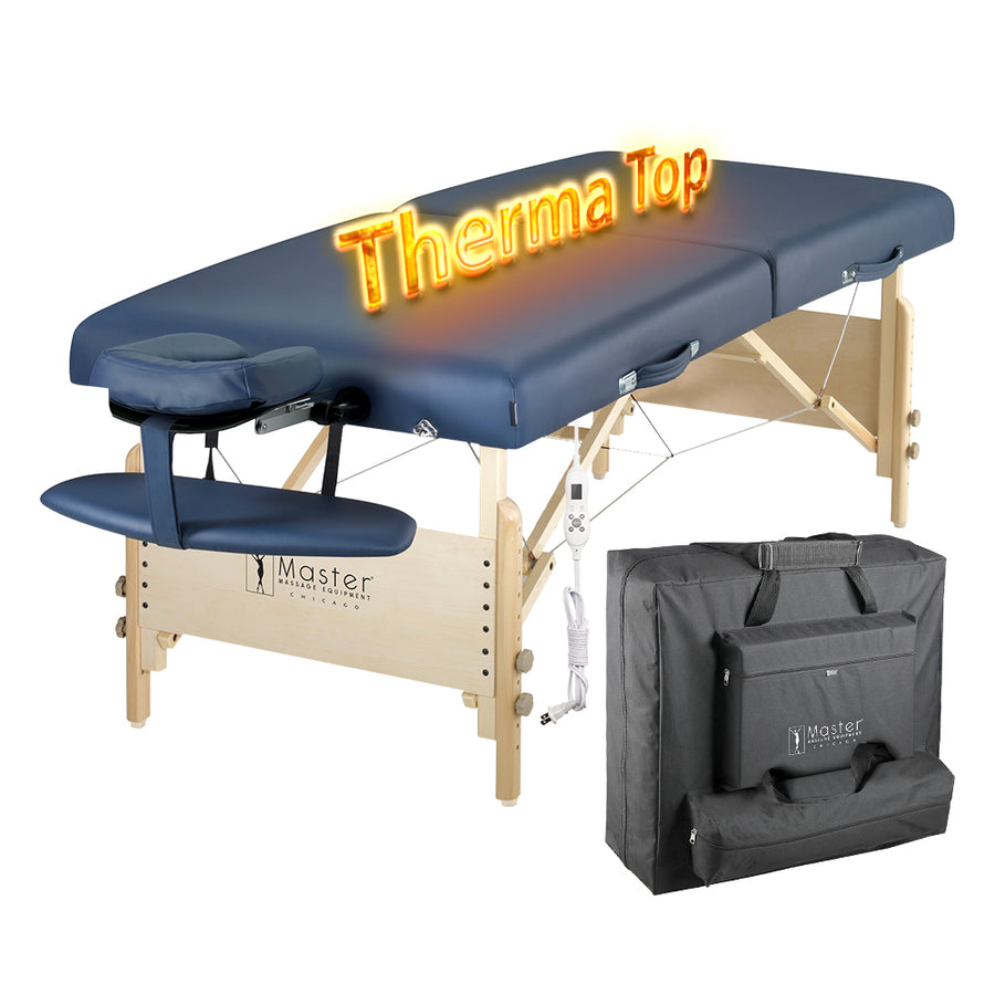 Heated massage table