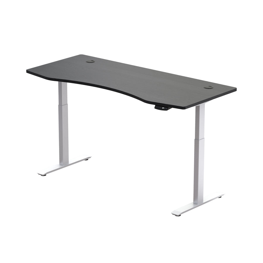 Hi5 Ez Electric Height Adjustable Standing Desk with ergonomic contoured Tabletop (71"x 31.5" / 180 x 80cm) and dual motor lift system for Home Office Workstation