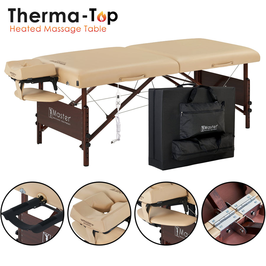 Master Massage 30" DEL RAY™ Portable Massage Table Package (Sand Color) with Ambient Light System