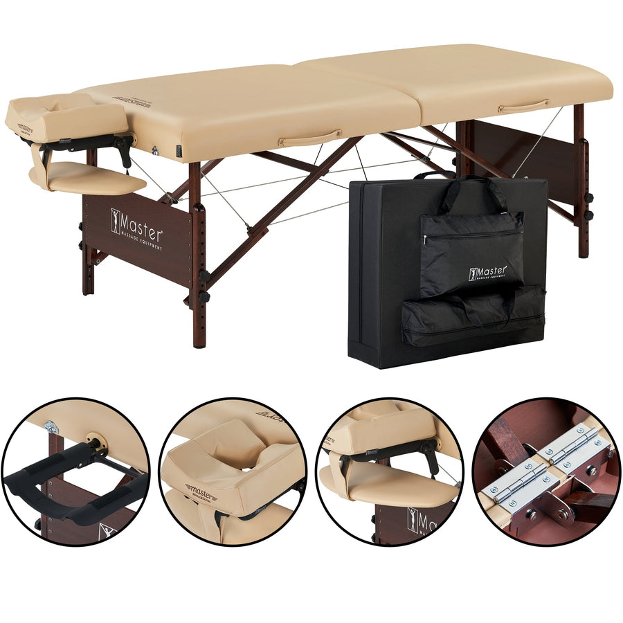 Master Massage 30" DEL RAY™ Portable Massage Table Package (Sand Color) with Ambient Light System