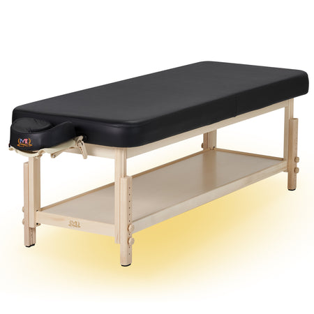 Master Massage 30" Harvey Comfort™  Stationary Salon Massage Tables (Black) with Ambient Light System