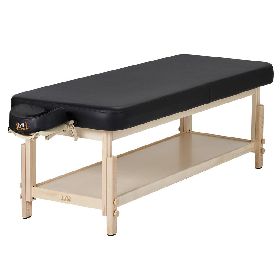 Master Massage 30" Harvey Comfort™  Stationary Salon Massage Tables (Black) with Ambient Light System