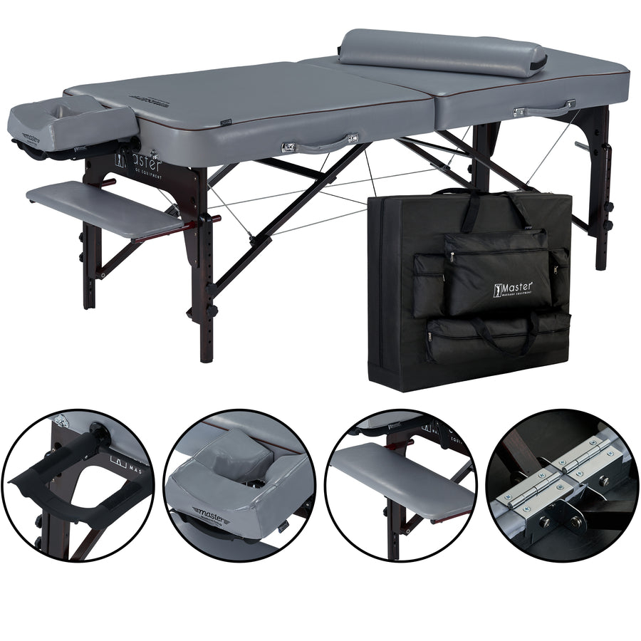 Master Massage 30" Montour Memory Foam Portable Massage Table Package Dove Grey