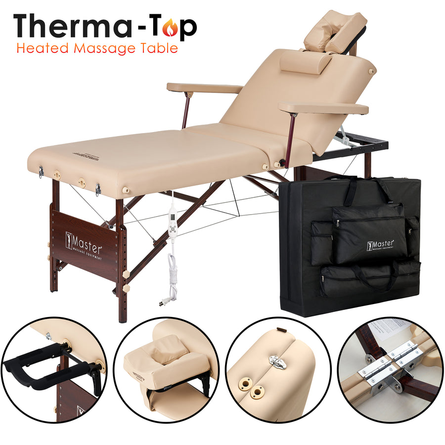 Master Massage 30" DEL RAY™ Portable Massage Table Package with THERMA-TOP® - Built-In Adjustable Heating System for Extreme Comfort! (Sand Color)