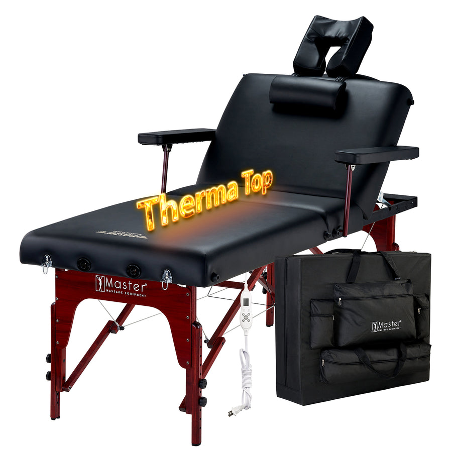 Master Massage 31" Montclair™ Portable Massage Table Package with MEMORY FOAM Layer, Shiatsu Cables, & Reiki Panels! (Black Color)