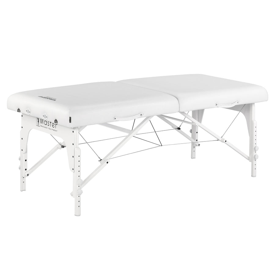 Master Massage 31" Extra Wide Montclair Pro Memory Foam Portable Massage Table Package with Reiki - Snow White