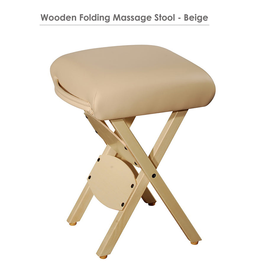 Master Massage Lightweight wooden Folding  Stool cream