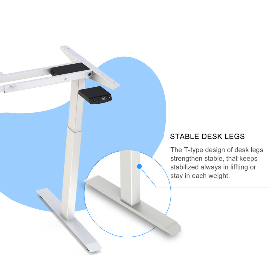 Hi5 Ez Electric Height Adjustable Standing Desk with ergonomic contoured Tabletop (71"x 31.5" / 180 x 80cm) and dual motor lift system for Home Office Workstation