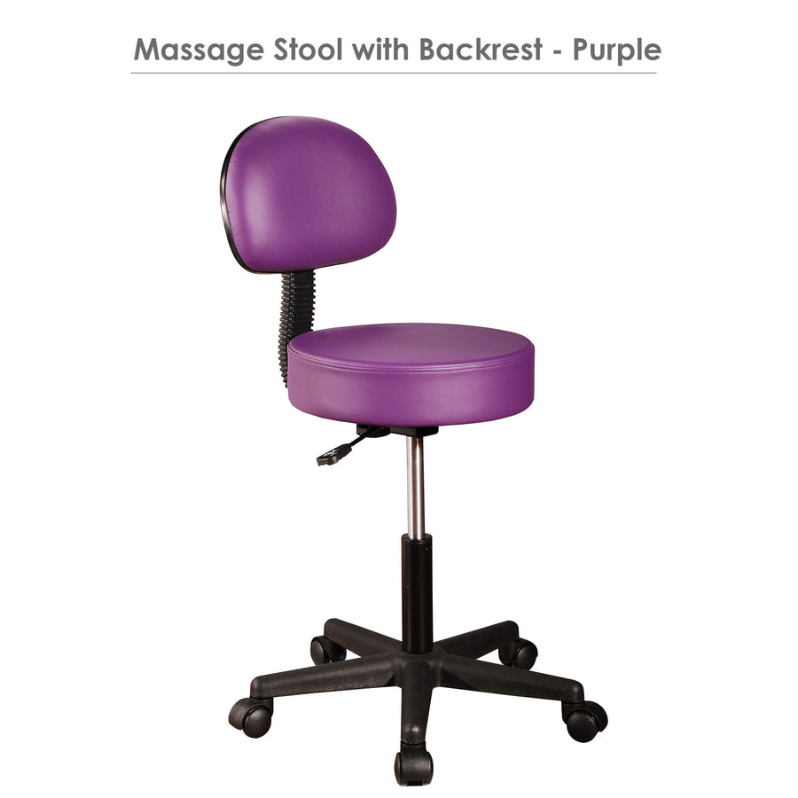 Master hydraulic Pneumatic Rolling Massage Stool with Backrest purple